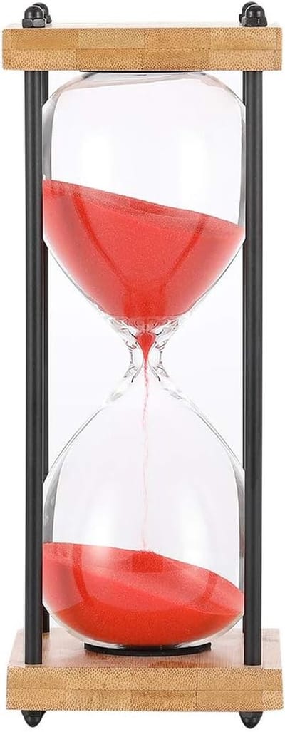 Zandloper 30 minuten - Zandloper timer - Koken spelletjes spelen - Houten frame bamboe - 25 x 95 cm - Rood