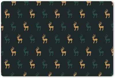 Placemats 45x30 cm - Placemat kunststof - 1 stuk - Patroon - Groen - Herten - Borden onderleggers - Decoratie voor op tafel - Keuken tafeldecoratie accessoires - Vinyl onderlegger - Tafelversiering