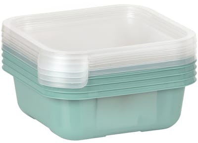 Hega Hogar Vershoudbakjes - set 4x stuks - 900 ml - transparant/groen - L16 x B16 x H9 cm - Mealprep - Maaltijden bewaren