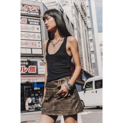 Mikuta The Brown Leather Mini Skirt Maat: XS | Mini Rokken Outlet | Dames | Bruin