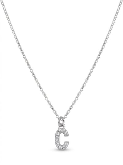 Letter Ketting C – Zilverkleurig – RVS Schakelketting met Strass Initial Hanger – 23 cm + 5 cm Verstelbaar – Cadeau