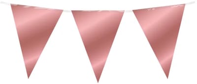 10 meter vlaggenlijn - Rosé-goud - 15 vlaggen - Glimmende folie voor binnen & buiten - 30 cm vlaggen - Herbruikbare slinger
