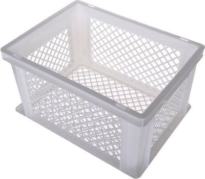 3x stuks witte kunststof fietskratten/opbergkratten 40 x 30 x 22 cm - Kratjes/manden/organiseren