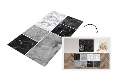 Keukenloper - Loper keuken - Marmer - Collage - Luxe - 120x60 cm - Keukenloper vinyl