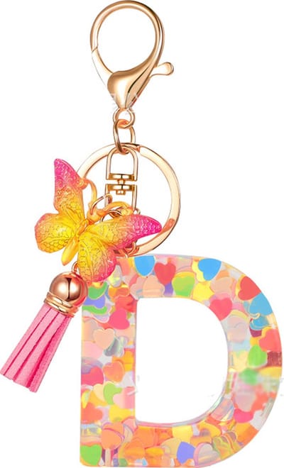 Sleutelhangers of voor je tas van A tot Z - met een pompon of kwastje - met letter - mooi design - handgemaakt - sleutelhangers - design - mode - goud - zwart - blauw - roze- rood