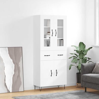 vidaXL - Hoge - kast - 69,5x34x180 - cm - bewerkt - hout - wit
