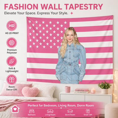 Roze Britse Zangeres Freya S-Skye Esthetisch Wandkleed Girl Power Wanddecoratie Platte Print Decor voor Slaapkamer Woonkamer Studentenkamer Feest 40X60CM