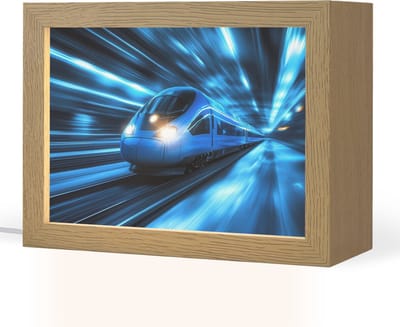Nachtlampje 20x15 cm - Kinder lampje - Trein - Blauw - Neon - Tafellamp kinderkamer - Slaapkamer lamp - Bedlamp kinderen - Kinderlampje stopcontact - Wandlamp babykamer - Nachtlampjes