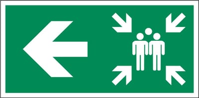 Verzamelplaats bord met pijl links - kunststof 400 x 200 mm