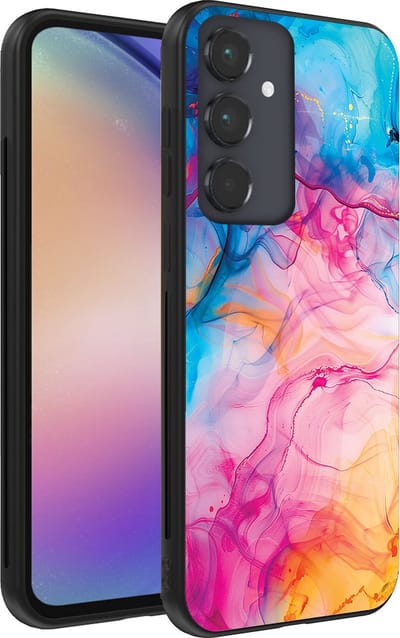 Smartphonica Telefoonhoesje Geschikt voor Samsung Galaxy A54 5G met Regenboog Acryl Marmer Opdruk - TPU Backcover Case Rainbow Acrylic Marble Design geschikt voor Samsung Galaxy A54 5G