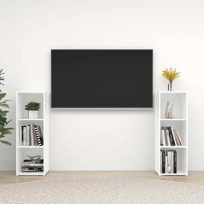 vidaXL - Tv-meubelen - 2 - st - 107x35x37 - cm - bewerkt - houtwit