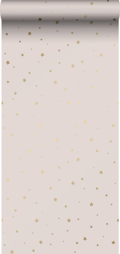 ESTAhome behang sterretjes oudroze en goud - 53 cm x 10.05 m - 139260