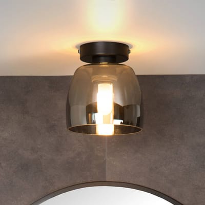 Lucide TYLER - Plafonnière (Plafondlamp) Badkamer - Ø 16,1 cm - 1xG9 - IP44 - Zwart