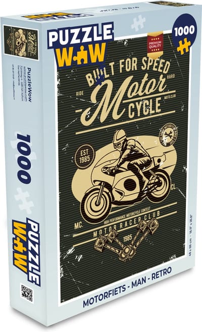 Puzzel Motorfiets - Man - Retro - Legpuzzel - Puzzel 1000 stukjes volwassenen