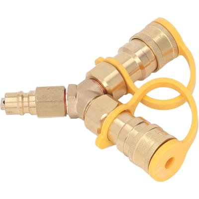 Adaptateur Raccord Rapide Gaz Naturel en Y pour Barbecues Générateurs Chauffes-terrasses Fours à Pizza Foyers de Terrasse 3/8 Pouce