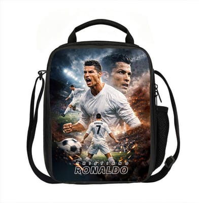 Leer, Reis Geïsoleerde Lunchtassen Ronaldo Thermische Tas Voetbalster Lunchcontainer Lekvrije Tote Lunchbox Voedselopbergzakken