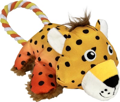 Kong Cozie Tuggz Cheetah Hondenspeelgoed met Touw - Geel Gevlekt Pluche