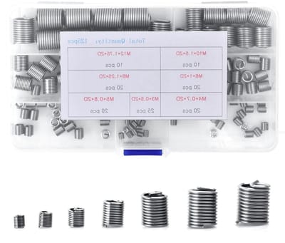 Set van 125 Draad Inserts voor Reparatie - RVS Draad Reparatie Kit voor M3 M4 M5 M6 M8 M10 M12 Draadverbindingen en Herstellingen