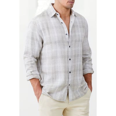 French Connection Barrow Dobby Ls Shirt Brown Size: XS | Casual Shirts Outlet | Heren | Wit
