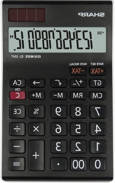 Bureaurekenmachine - Tafelcalculator - Belastingberekening - Schuin LCD scherm - 155 x 96.5 mm - Zwart/wit