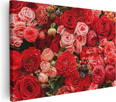Artaza Canvas Schilderij Rozen - 30x20 cm - Klein - Muurdecoratie Bloemen - Wanddecoratie Woonkamer - Schilderijen Op Canvas