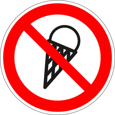 Verboden voor ijsjes sticker 50 mm - 10 stuks per kaart
