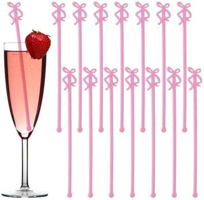 JHUBERS - 15 Stuks Roze Strik Drink Roerstaafjes voor Feesten