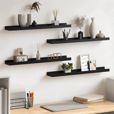 vidaXL - Wandschappen - 4 - st - 60x9x3 - cm - zwart