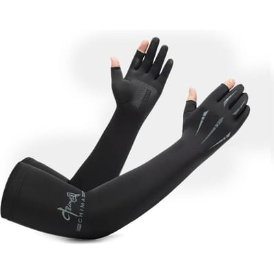 Manches de glace longs gants été manches fines manches de glace étendues protection solaire manches de glace hommes conduite et équitation design à cinq griffes One size grise noire