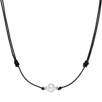 Valero Pearls Leren ketting Echt leer Gekweekte zoetwaterparels wit