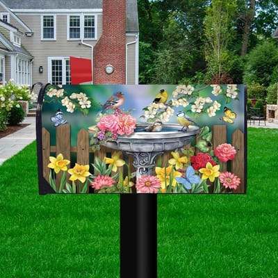 Brievenbus Cover - Brievenbusdecoratie - Brievenbus Versieren - Magnetische Bevestiging - 65 x 19 inch - Vogelbad Bloei