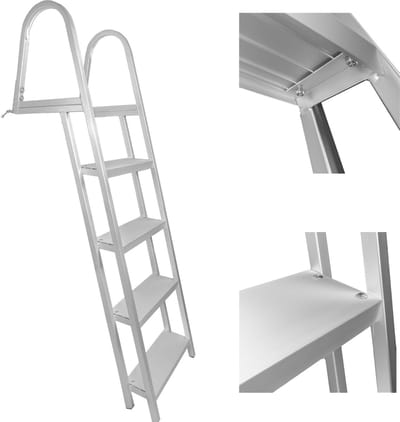 Zwemtrap Steiger 4 Treden – EvoNautic Aluminium Steiger Zwemtrap Antislip – 161 cm Zilver – Inclusief Montageset