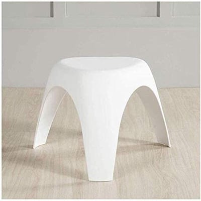 Gestoffeerde Voetenbank - Voetkruk Krukje - Extra Zitplaats - Modern Design - 50 x 37 cm - Wit