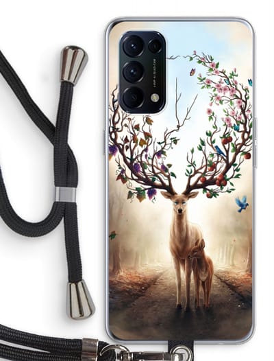 Case Company® - Hoesje met koord geschikt voor Oppo Find X3 Lite hoesje met Koord - Seasons Change - Telefoonhoesje met Zwart Koord - Bescherming aan alle Kanten en Over de Schermrand