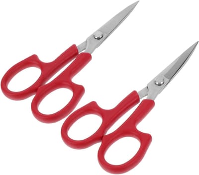Verzorgingsschaar 2 Stuks - Kniptangetjes Precisie - Gezichtsbeharing Trimmen - Roestvrijstaal Duurzaam - 13 x 6.2 x 1.5 cm - Rood