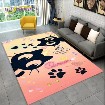Schattige kat cartoon vloerkleed, tapijt voor woonkamer kinderkamer bank deurmat decor, kinderen spelen kruipen antislip vloermat 40x60cm(15x23in)