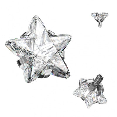 Dermal top titanium ster steentje wit 1.6 x 4 mm - LMPiercings