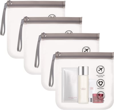 Set van 4 stuks - Toilettas - Reisorganizer - Vloeistoftas - Reisaccessoire - Onmisbaar voor op vakantie - Unisex - 20x20cm - Grijs