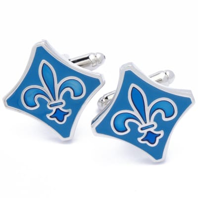 Manchetknopen - Franse Lelie Blauw Ruitvormig