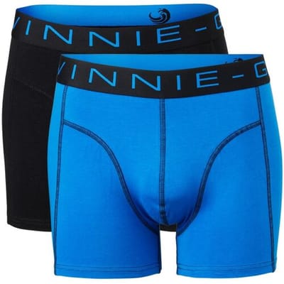 Vinnie-G Boxershorts 2-pack Black /Blue - Maat S - Heren Onderbroeken Zwart/Blauw - Geen irritante Labels - Katoen heren ondergoed