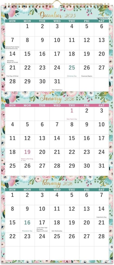 Grote 3-Maanden Wandkalender 2023 Verticaal - Jaarkalender met Dik Papier - 29x66 cm