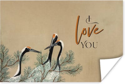 Poster Quotes - I love you - Spreuken - Japandi - 180x120 cm XXL