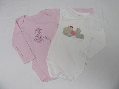 noukie's , 2 pack , body lange mouw, meisje, creme en rose ,  18 maand  86