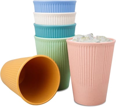 Herbruikbare Drinkbekers voor Heet en Koud, Milieuvriendelijke Koffiebekers voor Kinderen en Volwassenen, Stapelbare Reisbekers in 6 Kleuren van PP, Ideaal voor Thee en Melk