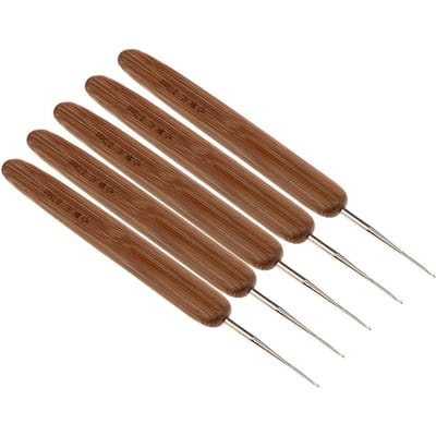 5 pièces bambou cheveux tissage Crochet aiguilles crochets Dreadlock outil 0.5mm 0.75mm