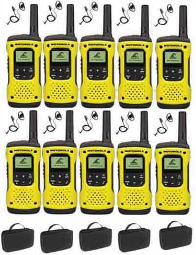 Set van 10 Motorola TLKR T92 H2O IP67 PMR446 Portofoons met D-shape oortje