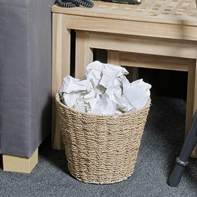 Woven Paper Waste Bin - Stylish Waste Can for Kitchen, Bathroom, Bedroom and Office