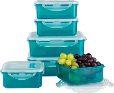 Lock&Lock Vershoudbakjes set met deksel - Meal prep bakjes - Diepvriesbakjes - Diepvriesdozen - Bewaardozen voedsel - Vershouddoos - Lunchbox - Broodtrommel - Snackdoosjes - Luchtdicht - BPA vrij - PFAS vrij - Set van 6 Stuks - Capri blue - LocknLock
