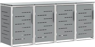 vidaXL - Containerombouw - for - 4 - Bins - 240L - Roestvrij - staal - Grijs
