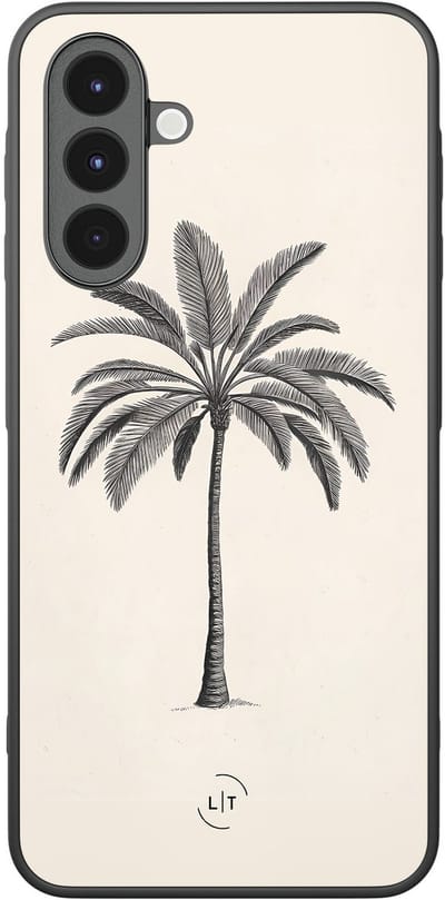 Leuke Telefoonhoesjes - Hoesje geschikt voor Samsung Galaxy A16 - Palmboom - Backcover zwart - Natuur - Beige